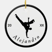 Break danser zwart-witnaam jaar keramisch ornament (Achterkant)