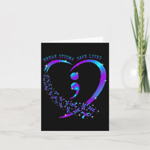 Break Stigma Save Lives Heart Semicolon Zelfmoord Kaart