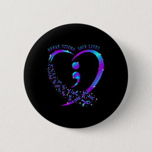 Break Stigma Save Lives Heart Semicolon Zelfmoord  Ronde Button 5,7 Cm