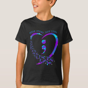 Break Stigma Save Lives Heart Semicolon Zelfmoord T-shirt