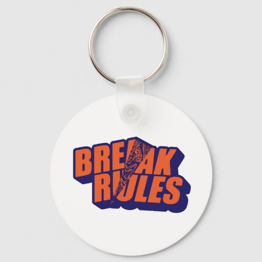 "Break The Rules" Bold Orange Typography Sleutelhanger (Achterkant)