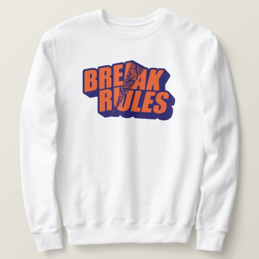 "Break The Rules" Bold Orange Typography Trui (Design voorkant)