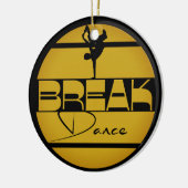 Breakdance geel zwart met danser keramisch ornament (Links)