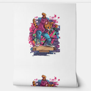 Breakdance Meow – Urban Graffiti Kattendans Behang