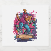 Breakdance Meow – Urban Graffiti Kattendans Sparkling Wijnetiket (Enkel label)