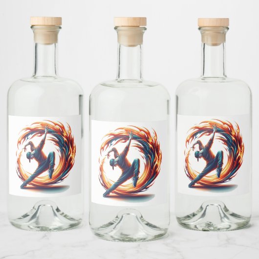 Breakdance straatbrand met stedelijke energie likeurfles etiket (Flessen)