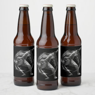 Breakdance Urban Style Monochrome Motion Art Bier Etiket