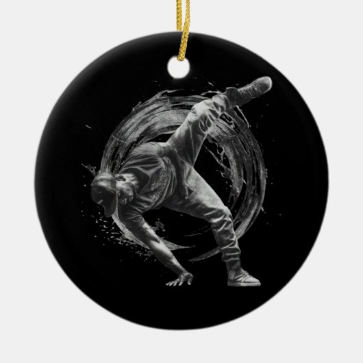 Breakdance Urban Style Monochrome Motion Art Keramisch Ornament (Voorkant)