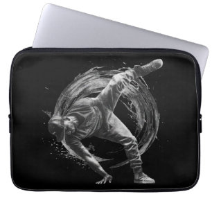 Breakdance Urban Style Monochrome Motion Art Laptop Sleeve