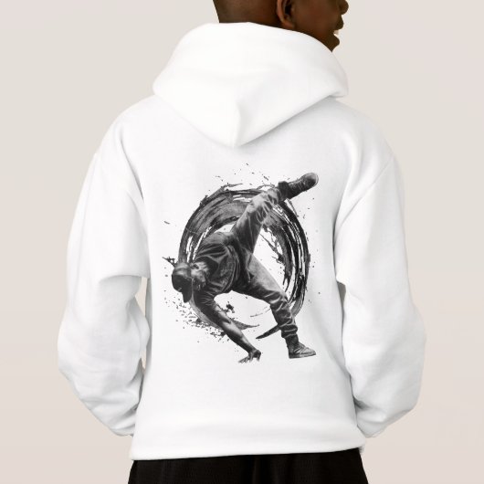 Breakdancer in actie, in inktspatterstijl (Achterkant)