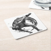 Breakdancer in actie, in inktspatterstijl vierkante kartonnen onderzetter (Schuin)