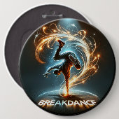 Breakdancer in Neon Swirl Spotlight Dynamic Urban Ronde Button 6,0 Cm (Voorkant /achterkant)