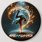 Breakdancer in Neon Swirl Spotlight Dynamic Urban Ronde Button 6,0 Cm (Voorkant)