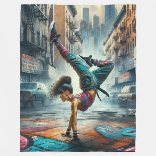 Breakdancer Vrouwen in actie New York silhouet Fleece Deken