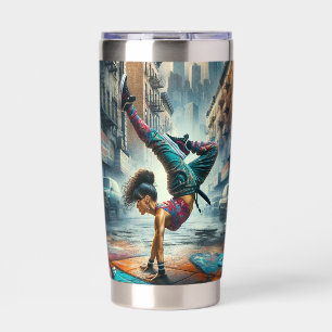 Breakdancer Vrouwen in actie New York silhouet Geïsoleerde Drinkbeker