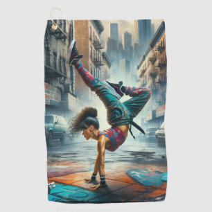 Breakdancer Vrouwen in actie New York silhouet Golfhanddoek