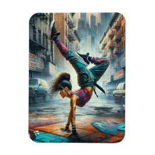 Breakdancer Vrouwen in actie New York silhouet Magneet