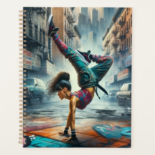 Breakdancer Vrouwen in actie New York silhouet Planner (Voorkant)