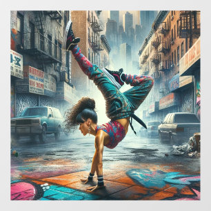 Breakdancer Vrouwen in actie New York silhouet Raamsticker