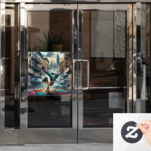 Breakdancer Vrouwen in actie New York silhouet Raamsticker