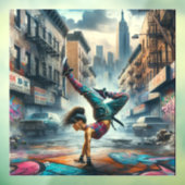 Breakdancer Vrouwen in actie New York silhouet Raamsticker (Vel 3)