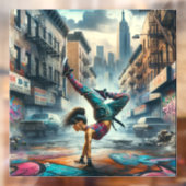 Breakdancer Vrouwen in actie New York silhouet Raamsticker (Vel 2)