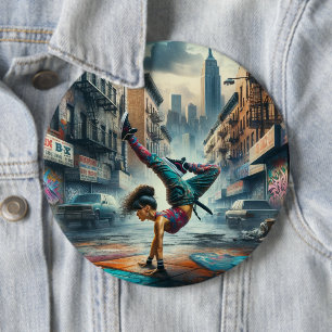 Breakdancer Vrouwen in actie New York silhouet Ronde Button 6,0 Cm