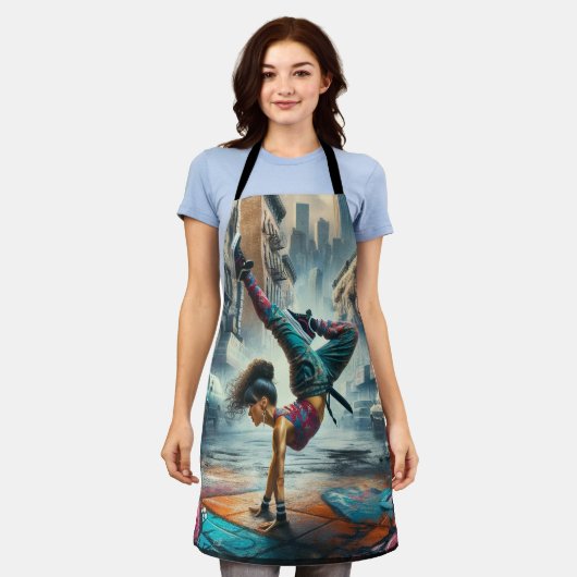 Breakdancer Vrouwen in actie New York silhouet Schort (Gedragen)