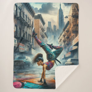 Breakdancer Vrouwen in actie New York silhouet Sherpa Deken