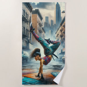 Breakdancer Vrouwen in actie New York silhouet Strandlaken