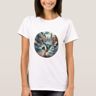 Breakdancer Vrouwen in actie New York silhouet T-shirt
