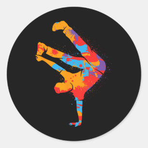 Breakdancing Kleurrijke Straatdansen Mannen Jongen Ronde Sticker
