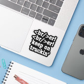 breaker! breaker! Keep on truckin' / HTML-code Sticker (Laptop met iPhone)