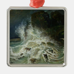 Breakers van Granville Point in het Kanaal Metalen Ornament