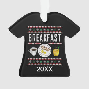 Breakfast Bacon Eggs Juice Ugly Kerstsweater Ornament