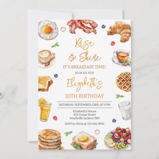 Breakfast Brunch Birthday Invitation (Devant)