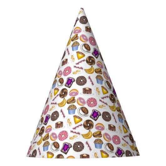 Breakfast Brunch Food Bagel Donut Toast Eggs Bacon Feesthoedjes (Voorkant)