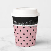 Breakfast & Brunch roze & black polka damask Papieren Bekers (Links)