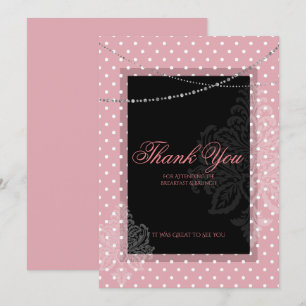 Breakfast en brunch roze en witte polka dots kaart