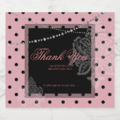 Breakfast en brunch roze en zwarte polka dots sparkling wijnetiket (Enkel label)