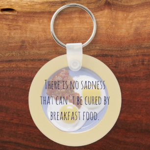 Breakfast Food Eggs op Bord Funny Motivatie Sleutelhanger