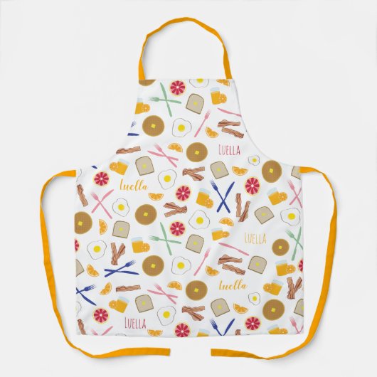 Breakfast Foods Pattern Name Bacon Eggs Schort (Voorkant)