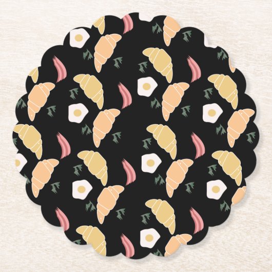 Breakfast Ham en Cilantro Eggs op een croissant Kartonnen Onderzetters (Voorkant)