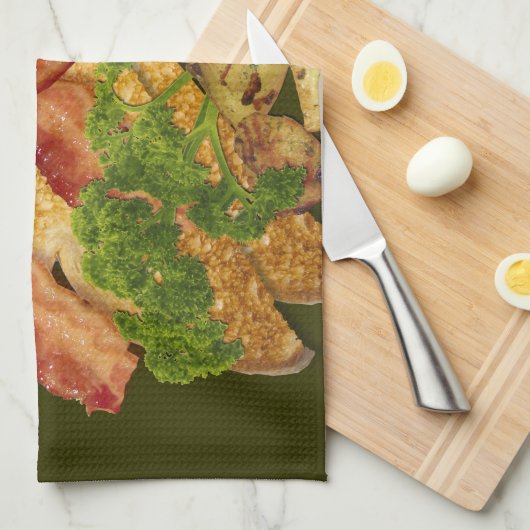 Breakfast Landscape Bacon Eggs Theedoek (Quarter Fold)