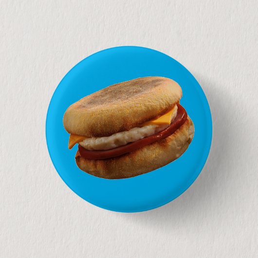 BREAKFAST SANDWICH (Ham, Ei & Kaas Muffin) Ronde Button 3,2 Cm (Voorkant)