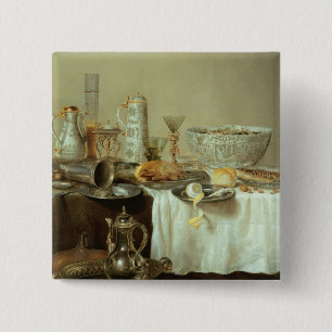 Breakfast still Life, 1638 Vierkante Button 5,1 Cm