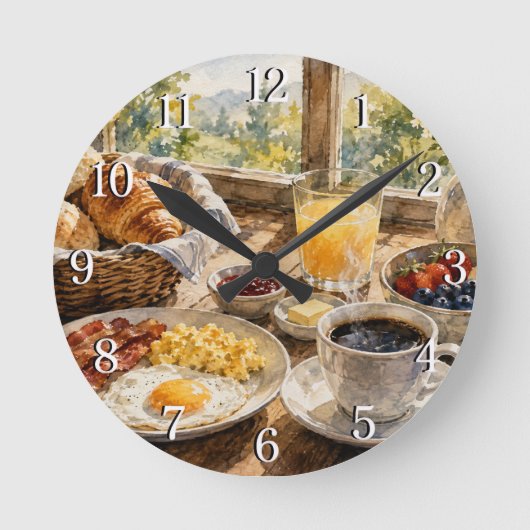 Breakfast Table Wall Clock — Cozy Kitchen Design Ronde Klok (Voorkant)