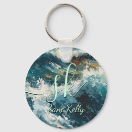 Breaking Beach Waves Gepersonaliseerde Sleutelhang Sleutelhanger