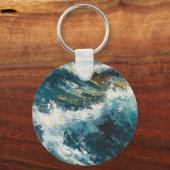 Breaking Beach Waves Gepersonaliseerde Sleutelhang Sleutelhanger (Achterkant)