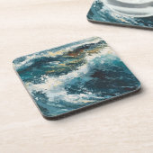 Breaking Beach Waves thema Schilderen Bier Onderzetter (Linkerzijde)